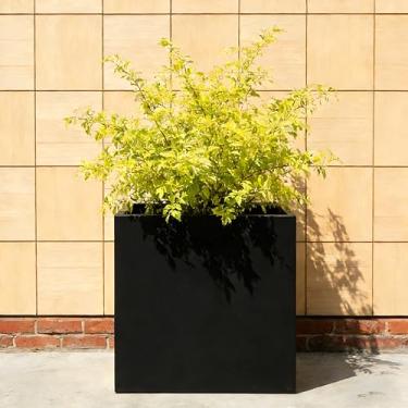 Imagem de ARNIS Caixa de plantador de metal, cubo grande quadrado para uso interno e externo, 52,7 cm C C x 20,75 cm L x 52,75 A vaso de flores resistente de aço galvanizado com drenagem para plantas altas