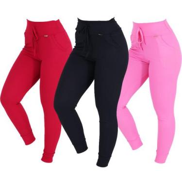 Imagem de Kit 3 Calças Feminina Ribana com Bolsos Jogger - Click Mais Bonita, Vi