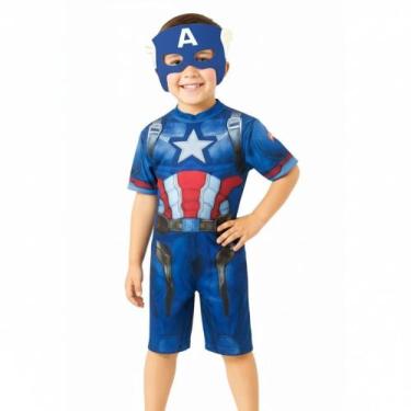 Imagem de Fantasia Infantil Capitão América - MWM Kids, Azul, P