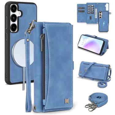 Imagem de BLISLIAR Capa carteira para Samsung Galaxy S24 Plus com porta-cartões/carteira/alça transversal | Bloqueio RFID | Magnético | Suporte | Destacável | Capa de telefone de couro PU para Galaxy S24+, 6,7