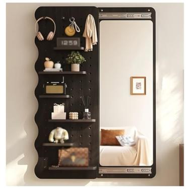 Imagem de Espelho suspenso de comprimento total – Kit organizador versátil de quadro com acessórios para armazenamento doméstico, banheiro e quarto - 30 x 150 cm, solução elegante e funcional