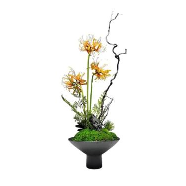 Imagem de CFGH6FDF Arranjo de mesa de chá chinês para festas, móveis, simulação, floral, vintage, leve, luxuoso, flores falsas, jardim