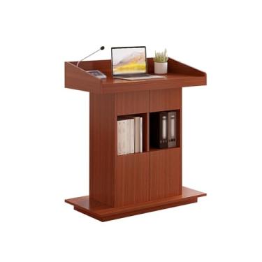 Imagem de Púlpitos de púlpito de piso para igrejas, púlpito multifuncional, suporte de pódio premium, palito moderno para sala de aula, púlpitos de igreja, púlpitos de madeira, recepção do cliente (teca, 80 cm)