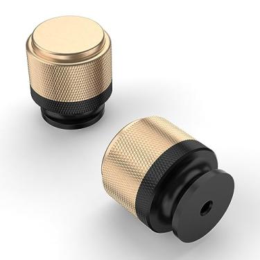 Imagem de Asidrama Pacote com 20 puxadores de zinco para gavetas de cômoda serrilhada preto e dourado para gavetas de cômoda