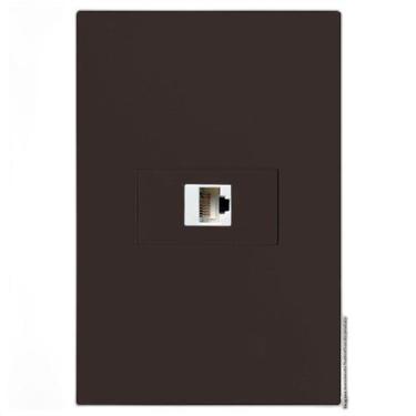 Imagem de Cj Rj45 Cat6  Internet  Hor. 4X2 - Recta Chocolate Fosco