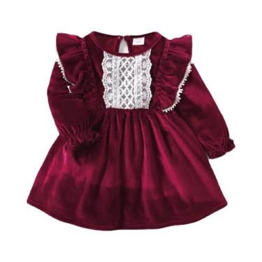 Imagem de Vestido De Festa De Natal Para Menina Com Manga Longa E Acabamento Em 