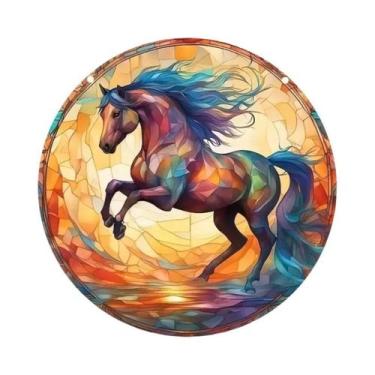 Imagem de Painel Acrílico Vintage Com Padrão De Cavalo Para Pendurar Na Janela, 