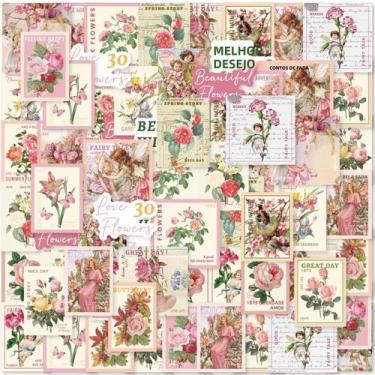 Imagem de Adesivos Vintage De Grafite 46 Peças: Decoração De Rosa, Fada E Pássar