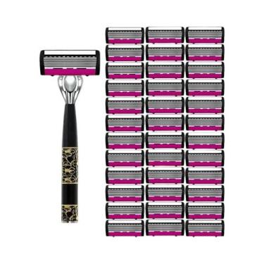 Imagem de Lâminas De Barbear Masculinas De 6 Camadas: Refil De Reposição Para Ba