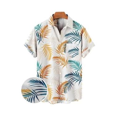 Imagem de Camisa Masculina De Manga Curta Com Estampa Floral Havaiana, Moda Prai