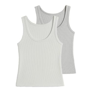 Imagem de Kit com 2 Blusas Feminina Regata Hering N1te-Feminino