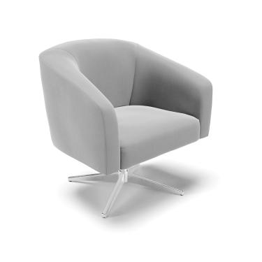 Imagem de Poltrona Decorativa Base Giratória Cromada Stella Suede Cinza D03 - D'Rossi