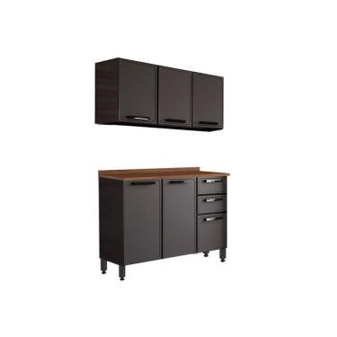 Imagem de Cozinha Completa Estilo 2 Peças (1 Armário + 1 Balcão) C2p08 Cinza/grafite - Bertolini