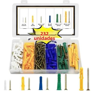 Imagem de Kit De 232 Peças De Buchas Plásticas Auto-perfurantes Para Drywall Com