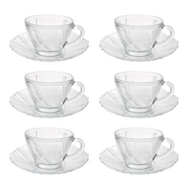 Imagem de Conjunto de xícaras e pires transparentes wind 200ml - Wincy