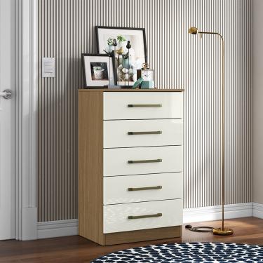 Imagem de Cômoda para Quarto com 5 Gavetas 61cm Ingrid A09 - D'Rossi