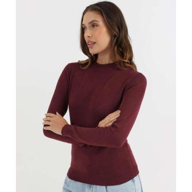 Imagem de Suéter Feminino Liso Gola Careca Marisa Vinho-49881, Vinho, GG