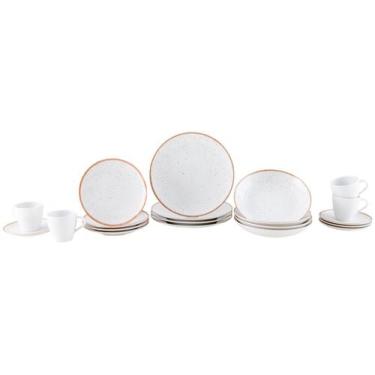 Imagem de Aparelho de Jantar 20 Peças Tramontina Redondo Porcelana Branco e Marr