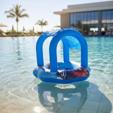 Imagem de Boia Fralda Inflável C/Cobertura 68x56cm Homem Aranha Azul - etitoys