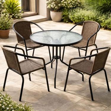 Imagem de Conjunto De Varanda E Jardim Mesa 80cm E 4 Cadeiras - Ibiza