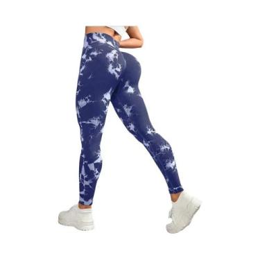 Imagem de Calças De Yoga Femininas De Cintura Alta Sem Costura Com Estampa Tie-D