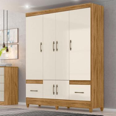 Imagem de Guarda Roupa Casal Ambiente MS912 6 Portas Freijó Off White - Moval