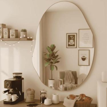 Imagem de Espelho Decorativo Orgânico Lapidado Polido Parede Quarto Banheiro Sal