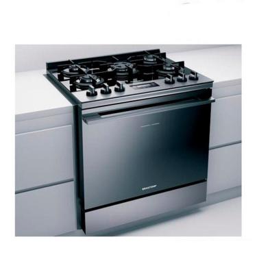 Imagem de Fogão Brastemp 5 Bocas de Embutir Inox com Mesa de Vidro e Touch Timer com Autodesligamento