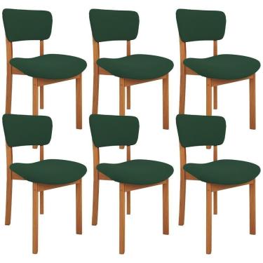 Imagem de Kit 06 Cadeiras Para Sala De Jantar Cozinha Living Estofada Dara L02 Suede Verde Musgo - Lyam Decor