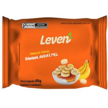Imagem de Barra de Cereal Banana Aveia e Mel Leven 60g 3 Unidades Nutritiva