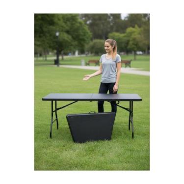 Imagem de Mesa Dobrável Alumínio 1,80m Vira Maleta Preto - Congratulations Store