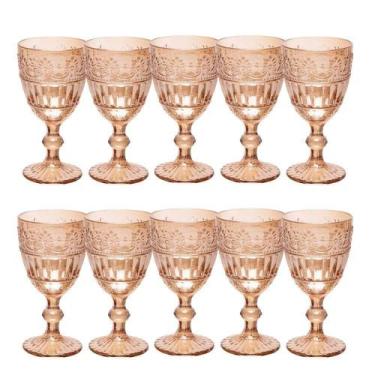 Imagem de Jogo 10 Taça De Cristal Ecológico Para água E Suco Mauve 320ml âmbar W