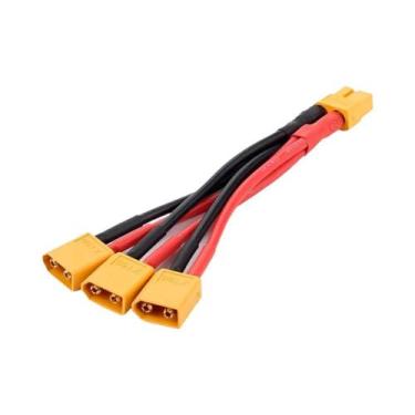 Imagem de Cabo Conector De Bateria Duplo XT60 Divisor Em Y De 3 Vias Fio De Sili