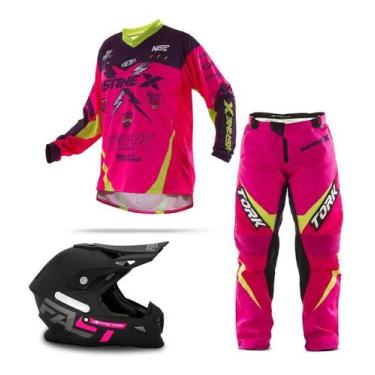 Imagem de Kit Insane X Rosa e Amarelo + Capacete Fast (Cap. 62 Cam. Xgg Cal. 54)
