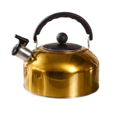 Imagem de Chaleira de Inox e Apito 2 Litros Colorida com Tampa Alto padrão de Qu