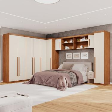 Imagem de Guarda-roupa Modulado 6 Peças 9 Portas 3 Gavetas Texas Cinamomo/ Off White Arenas