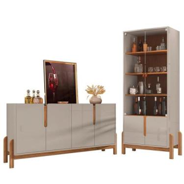 Imagem de Cristaleira 050519 E Buffet 050518 Para Sala Off White Cedro DCASA - C