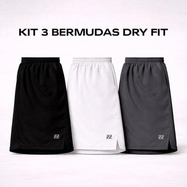 Imagem de Kit 3 Bermudas Masculinas Dry Esportivas Academia Treino Futebol Conforto Performance L...