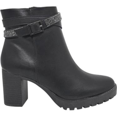 Imagem de Bota Feminina Casual Dia a Dia Passeio Trabalho Festa com Strass Cano 