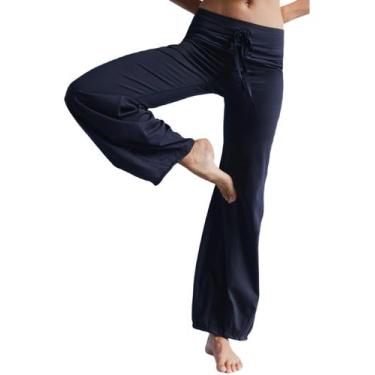 Imagem de Calças Bubble Hvewarm Quick Step High Waist Flare Yoga Navy