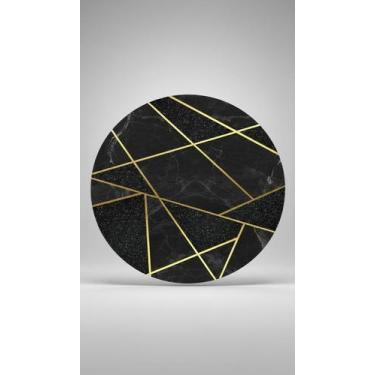 Imagem de Painel Festa Redondo Sublimado 3D Geométrico Preto - Congratulations S