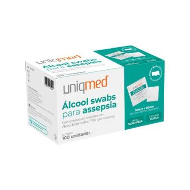 Imagem de KIT 300UN ÁLCOOL SWAB PARA ASSEPSIA 70% 30MMX60MM UNIQMED Tamanho:30MM