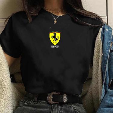 Imagem de Camiseta feminina Logo Ferrari classica Blusa Algodao