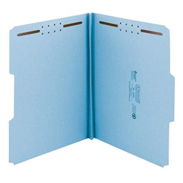 Imagem de Smead Pasta de arquivo 100% reciclada, 2 fixadores, aba de corte de 1/3, expansão de 2,5 cm, tamanho carta, azul, 25 por caixa (15000)