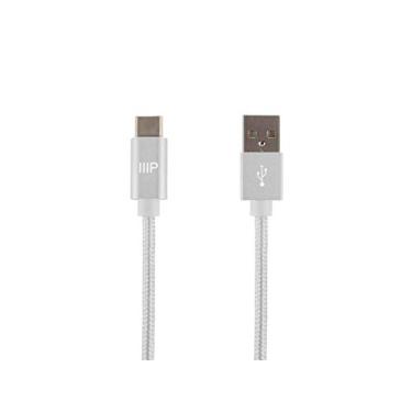 Imagem de Monoprice Cabo trançado USB 2.0 Tipo-C para Tipo-A Carga e Sincronização - 6 Pés - Branco, Carregamento rápido, até 3 Amps/60 Watts - Paleta Series