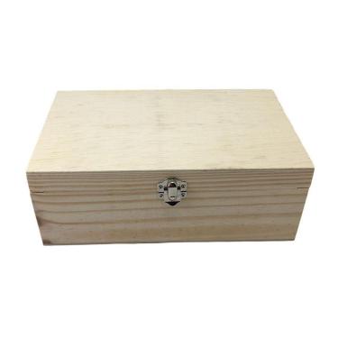 Imagem de Caixa Retangular Lisa Com Fecho 12X20X7 Pinus Decoração