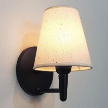 Imagem de Arandela Cone Base Preto Tecido 14/14x07cm Linho Bege Bivolt