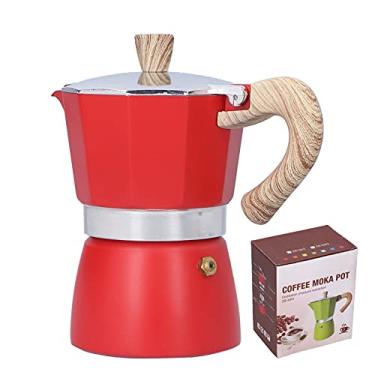 Imagem de Moka Coffee Pot,150ML Cafeteira Fog?o Moka Maker Cafeteira Chaleira para Fog?o a G¨¢s Fog?o a Etanol(RED), Cafeteira Moka Chaleira Acess¡§?rios para Caf¡§| Artigos Casa Coffee Pot, 150ML Fog?o Make