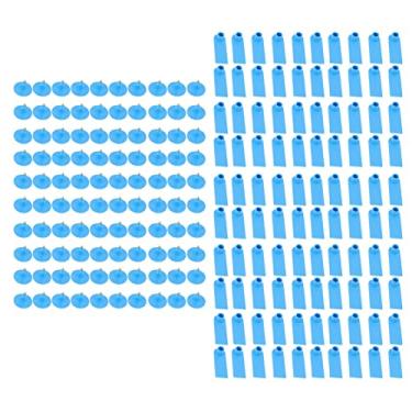 Imagem de plplaaoo 100 peças de etiquetas de orelha em branco, placa de orelha de plástico nomal, placa de orelha profissional placa de orelha em branco ou animal cabra ovelha bovinas porcos gado porco (azul)