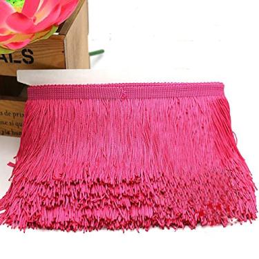 Imagem de 10 metros 9 cm borla curta franja guarnição de fita de renda borlas para cortinas vestidos costura franjas cores enfeites acessórios diy, rosa vermelha
